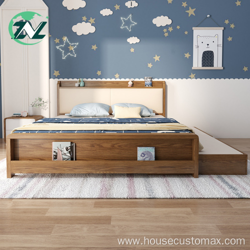 Foldable Two Bed Wooden Bedroom Bed Wooden Bed